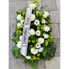 Aranjament Funerar trandafiri si santini verde F259